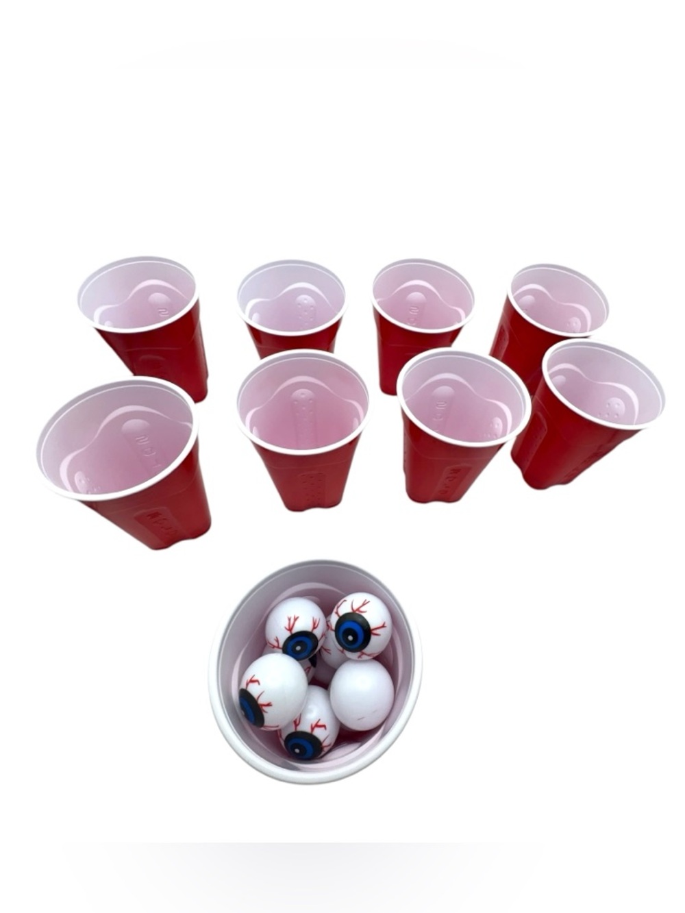 Red Party Cups & Eyeball Ping Pong Set - Party Games - Beer Pong